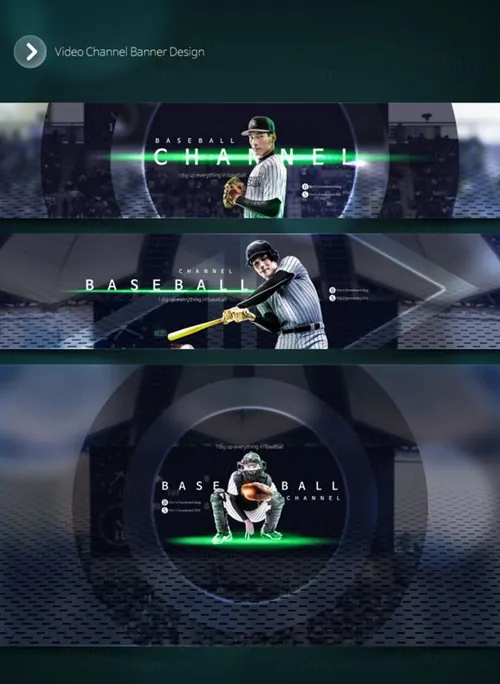 炫酷健康的棒球运动员横幅海报模板