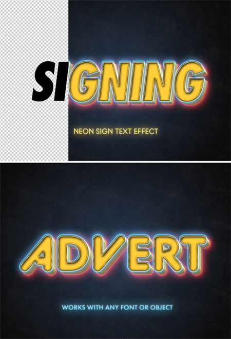 霓虹灯文字效果样机