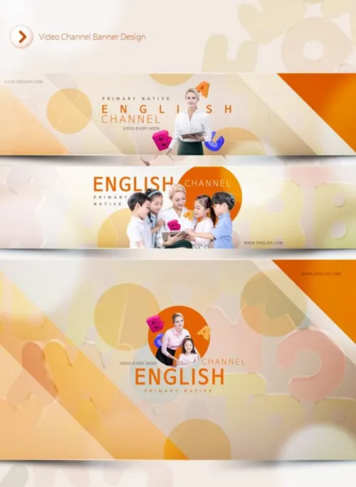 简约的儿童学英语机横幅海报模板