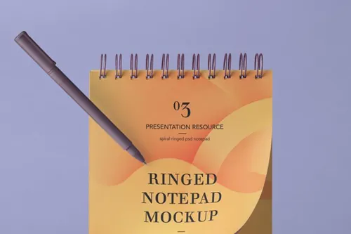 现代螺旋圈式psd记事本样机及其重力铅笔 Psd Ringed Notepad Mockup Vol3