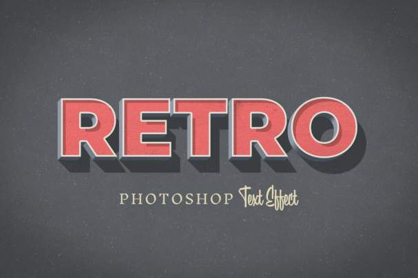 时尚简约3D立体字复古文字效果图层样式-PSD