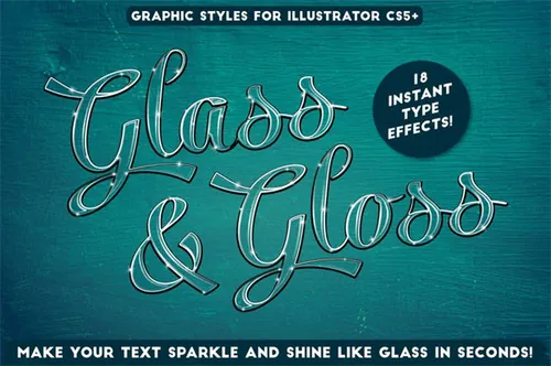 illustrator玻璃和光泽文字效果图层样式-AI