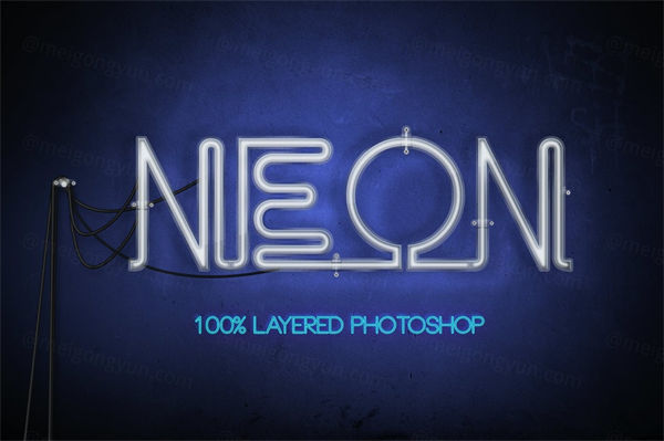 3D立体霓虹灯图层样式-psd