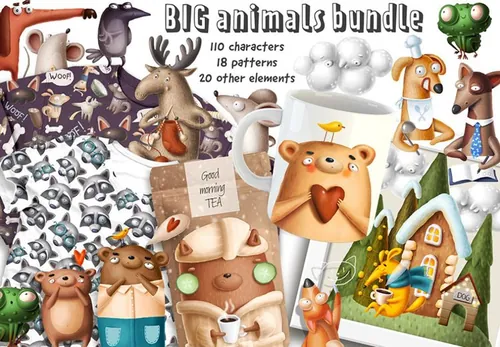 可爱手绘矢量动物大集合Big Animal Bundle