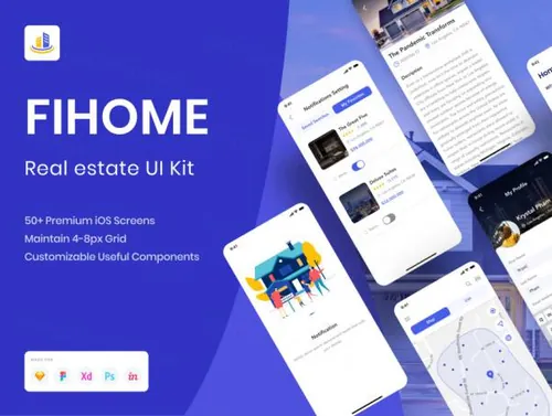 高品质房地产移动APP程序UI界面素材 FiHome - Real e