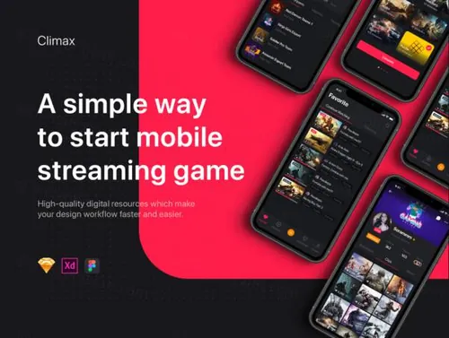 在线直播游戏Streaming移动APP应用UI界面素材 Climax