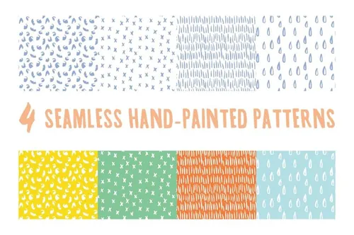 手绘涂鸦图案无缝背景Hand-Painted Seamless Patterns