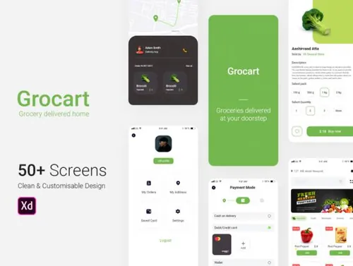 朴朴超市生鲜蔬菜配送杂货店送货APP移动界面UI素材 Grocart