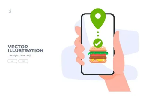 美食APP设计矢量插画 Food App – Vector Illus