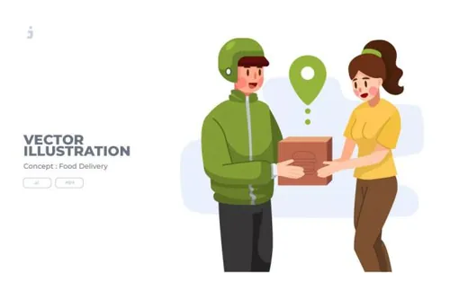 快餐配送主题APP网站设计矢量插画v2 Food Delivery –
