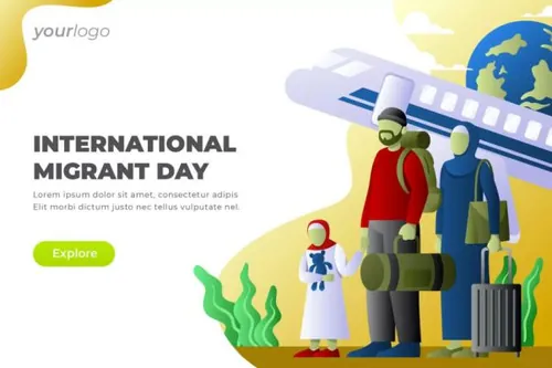 国际移民日主题网站设计矢量插画 International Migra