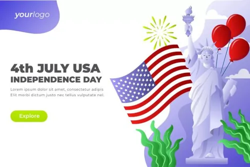 美国独立日主题网站设计矢量插画 4th July Independen