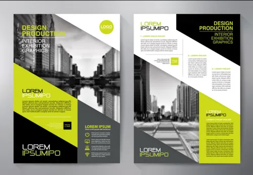 商业手册杂志宣传册封面封底矢量插图设计素材Business brochure flyer