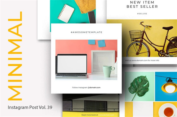 简约清新时尚好用的Instagram社交媒体banner海报设计模板集合 vol.39