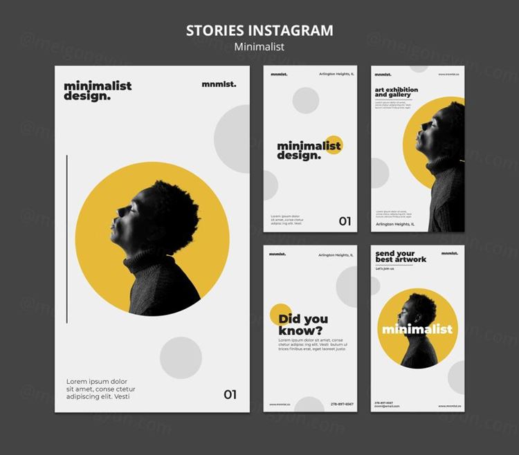 欧美极简主义艺术画廊网红明星宣传海报PSD模板素材