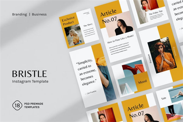 时尚高端简约Instagram社交媒体banner海报设计模板集合-PSD