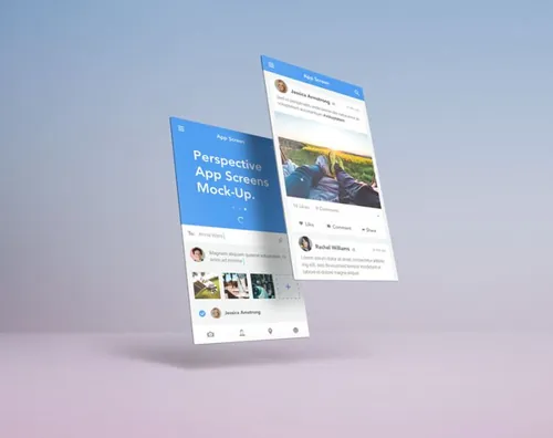 两个屏幕透视的应用程序屏幕样机 Perspective App Screens Mock-Up 14