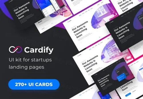 272个页面现代简洁的Web UI工具包 Cardify Startup UI