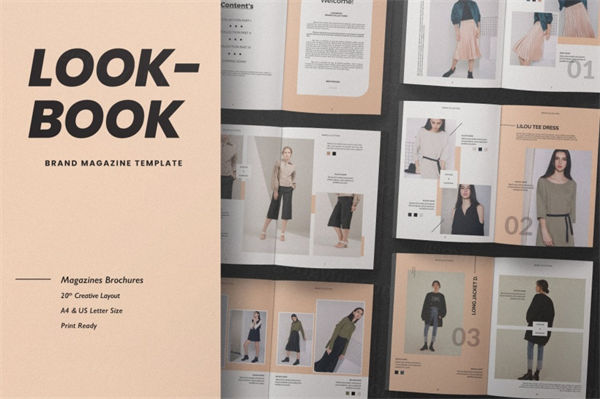 时尚的服饰品牌产品画册模板（INDD）