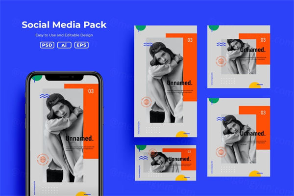 时尚高端简约清新新孟菲斯风格社交媒体banner海报设计模板