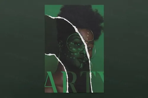 高质量做旧艺术撕裂纸张破裂照片效果PSD模板素材 Torn