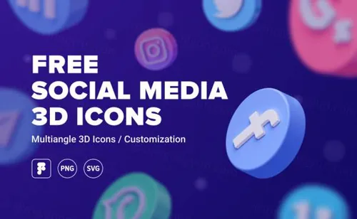 高质量社交媒体3D LOGO图标素材分享 FREE Social Me
