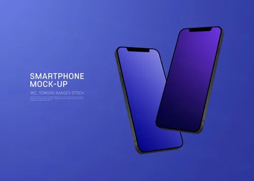 三维渲染智能手机概念APP贴图UI设计提案展示样机模板