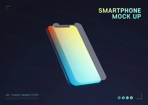 三维渲染智能手机概念APP贴图UI设计提案展示样机模板
