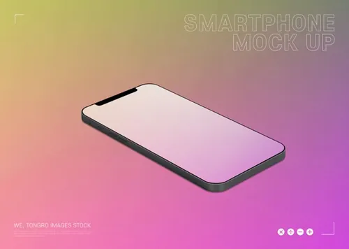 三维渲染智能手机概念APP贴图UI设计提案展示样机模板