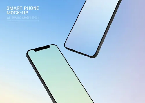 三维渲染智能手机概念APP贴图UI设计提案展示样机模板