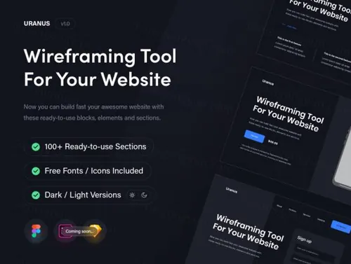 现代深色浅色即用型线框图UI素材 Uranus - Wireframe