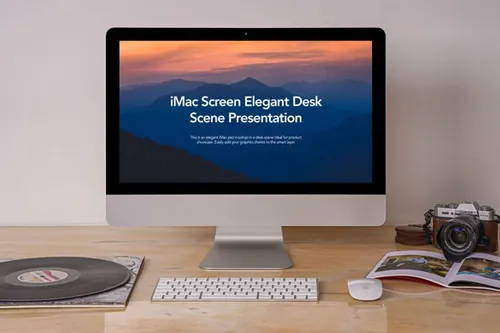 iMac Pro一体机电脑样机模板  Desk Psd iMac Mockup Scene Set 2
