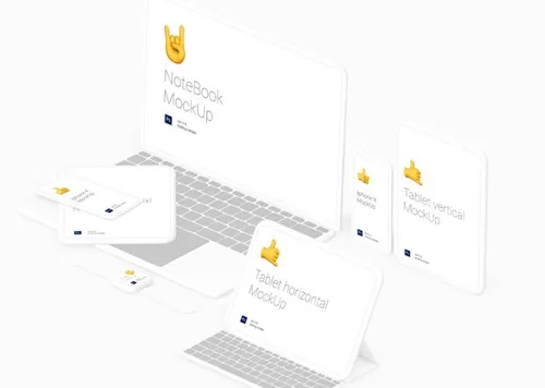 等距苹果设备白模场景样机模版 Smooth Isometric Devices