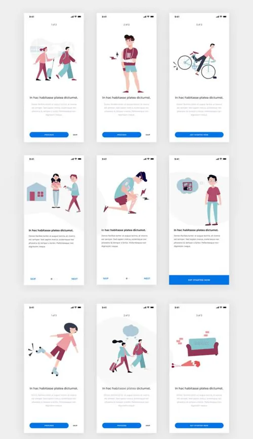 精心设计的移动APP扁平插画素材 Flat Design Mobile