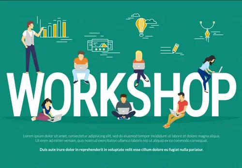 时尚创意专业研讨会头脑风暴品牌概念矢量插图设计素材Workshop concept illustration