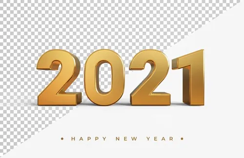 2021新年金色主题字黄金3D立体字高清渲染图片素材 Gold 2021 new year 3d rendering