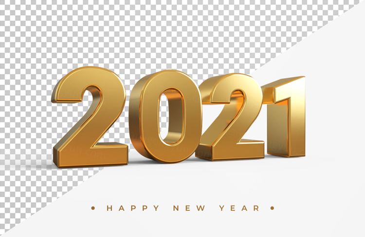 2021新年金色主题字黄金3D立体字高清渲染图片素材 Gold 2021 new year 3d rendering