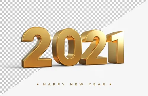 2021新年金色主题字黄金3D立体字高清渲染图片素材 Gold 2021 new year 3d rendering