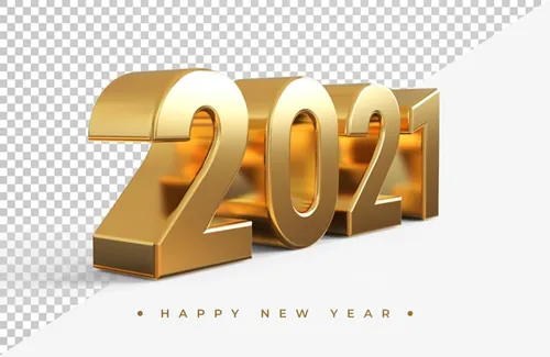 2021新年金色主题字黄金3D立体字高清渲染图片素材 Gold 2021 new year 3d rendering