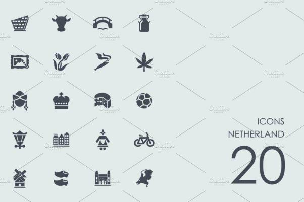 荷兰地标荷兰元素图标 Netherland icons