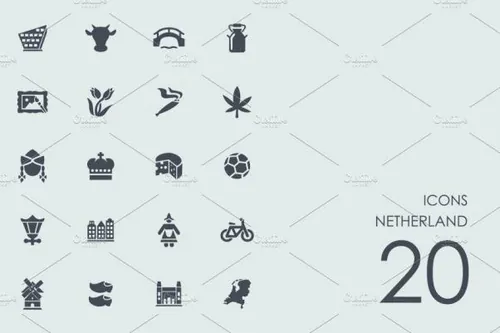 荷兰地标荷兰元素图标 Netherland icons