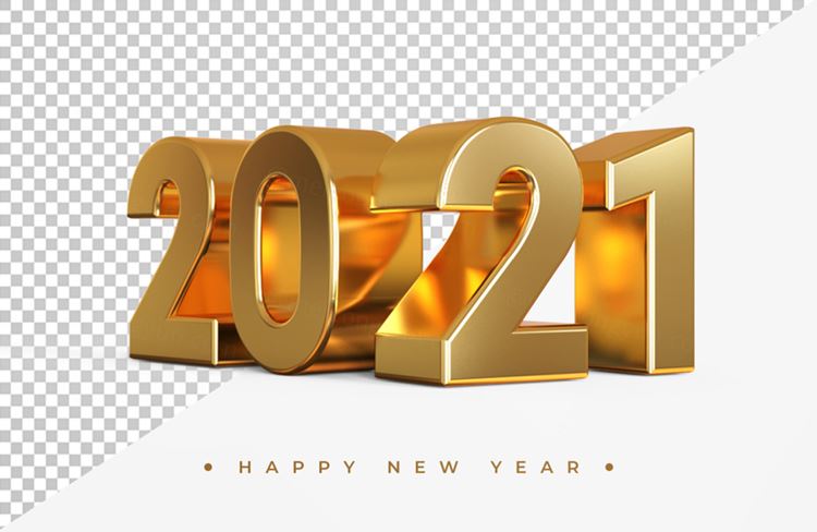 2021新年金色主题字黄金3D立体字高清渲染图片素材 Gold 2021 new year 3d rendering