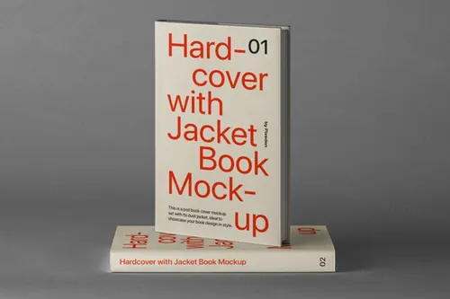 精装Psd防尘外套书样机 Hardcover Psd Dust Jacket Book Mockup