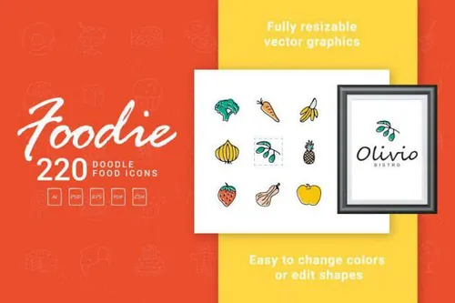 手绘卡通食品线条图标集 Foodie – Food Hand