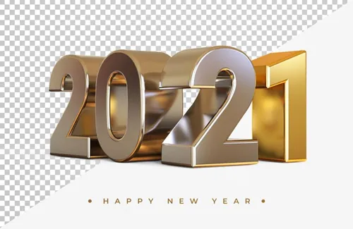 2021新年金色主题字黄金3D立体字高清渲染图片素材 Gold 2021 new year 3d rendering