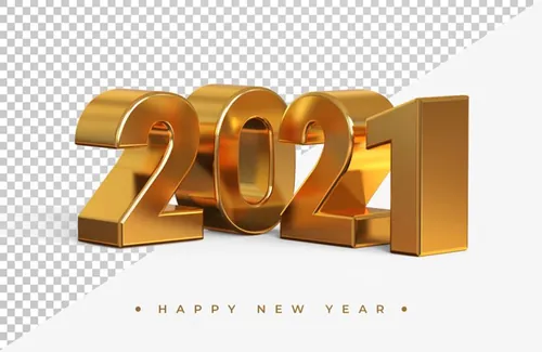 2021新年金色主题字黄金3D立体字高清渲染图片素材 Gold 2021 new year 3d rendering