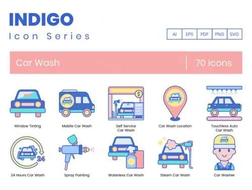 创意洗车服务矢量图标