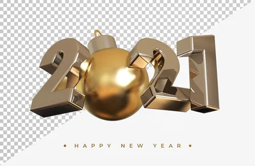 2021新年金色主题字黄金3D立体字高清渲染图片素材 Gold 2021 new year 3d rendering