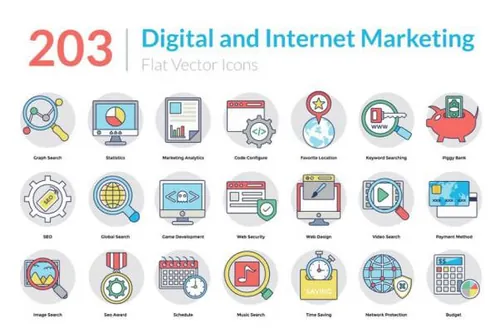 彩色数字市场营销图标Digital Marketing Icons