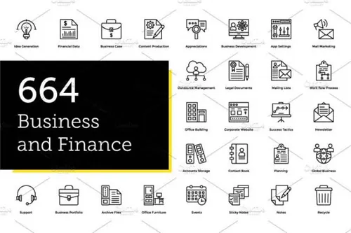 金融主题业务财务线条图标 Business and Finance Line I